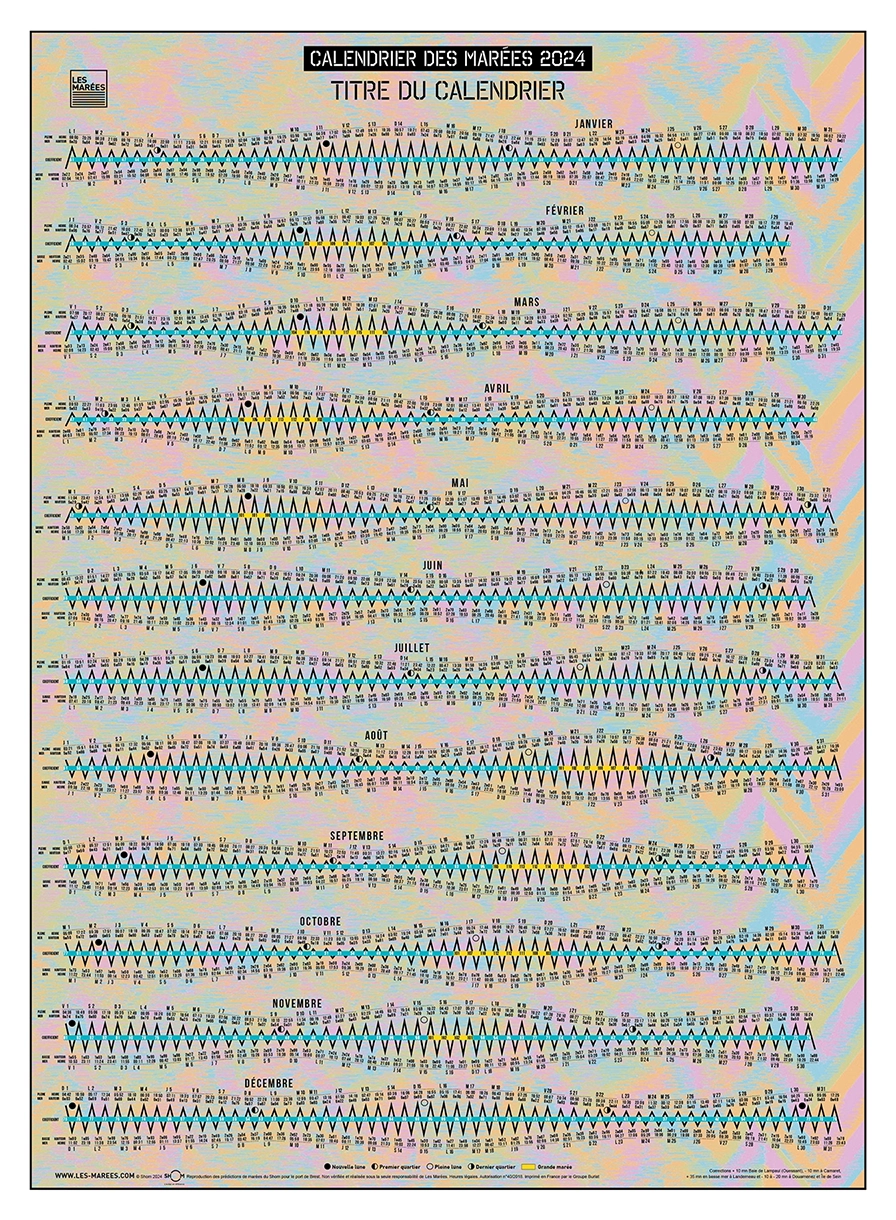 Image de l'affiche modèle pop les marées, horaires, hauteurs et coefficients de marées
